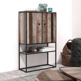 Armoire industrielle bois recyclé TUAREG 90cm 2 portes
