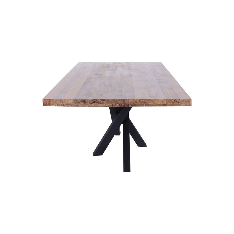 Table repas teck et métal POHON 250cm pieds mikado