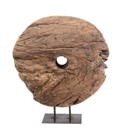 Décoration indienne roue en bois massif INDIA ~h65cm