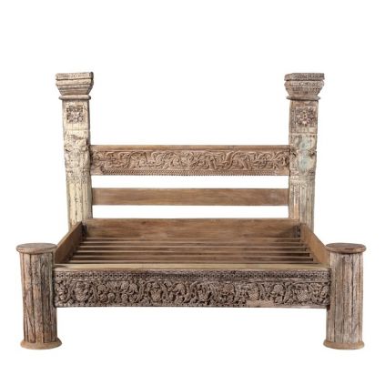 Lit oriental en bois ancien INDIA 160x200cm