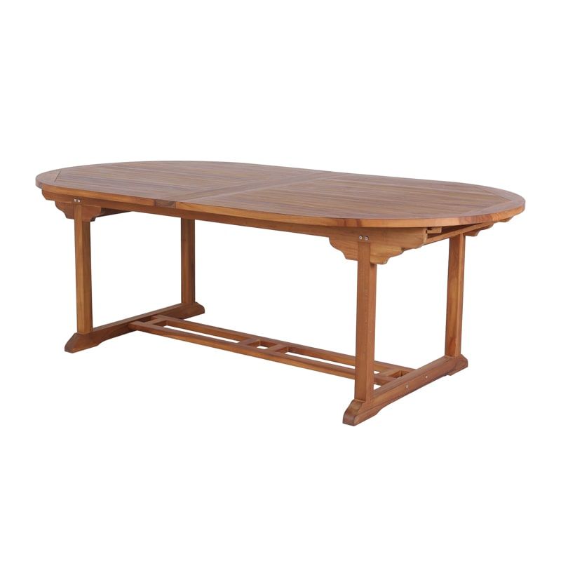 Table teck huilée ovale 220/260/300cm extensible JATI