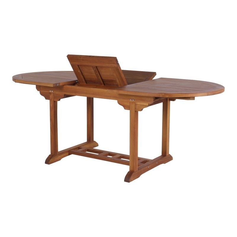Table teck huilé ovale 150/200cm extensible JATI