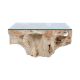 Table basse salon teck carrée 80cm RACINE avec verre n67