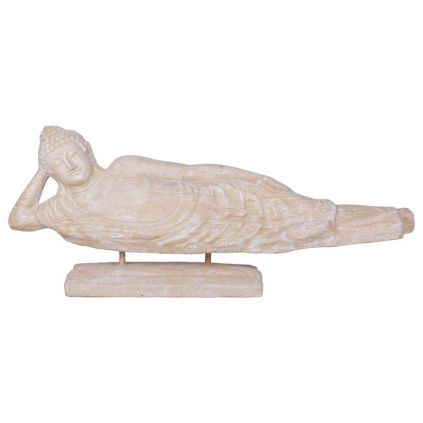 Statue bouddha allongé 170cm BUDDHA GRC crème