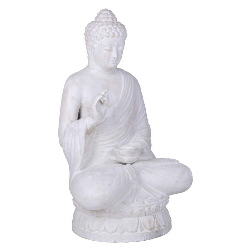 Statue bouddha assis h120cm BUDDHA GRC blanc