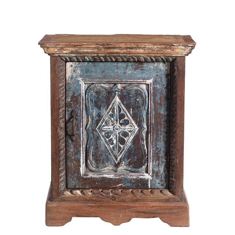 Table de chevet indien bois patiné 51cm INDIA