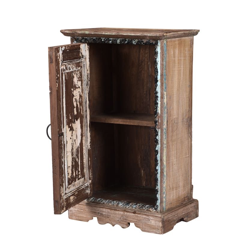 Chevet indien sculpté en bois recyclé