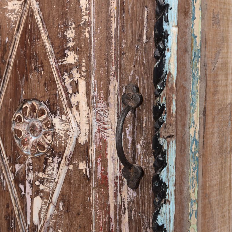 Chevet indien sculpté en bois massif ethnique